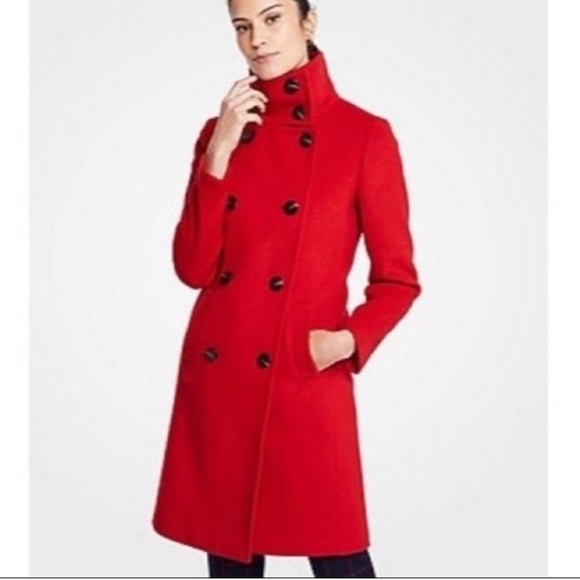 Ann Taylor Red Wool Coat Petite Xs 